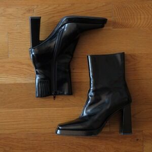 Jeffrey Campbell Maximal-l2 Ankle Boots Mens Black Square Toe Block Heel Retro 7